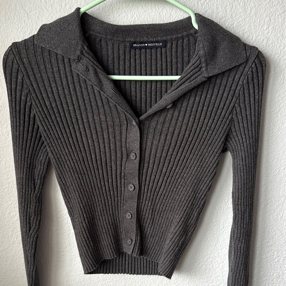 Brandy Melville Grey Ribbed Women's Sweater